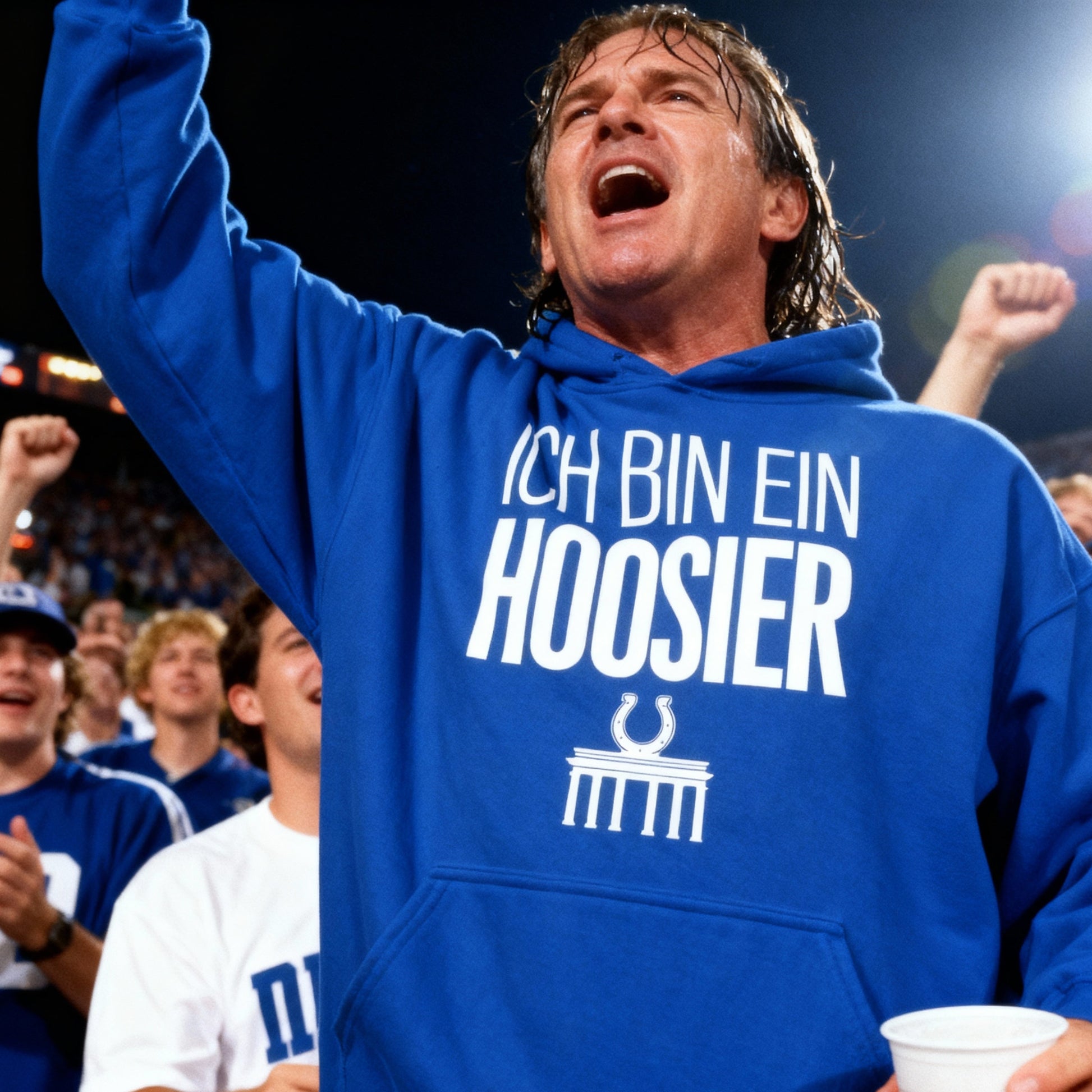 Indianapolis Colts in Berlin, Nov 2025, ICH BIN EIN HOOSIER hoodie, NFL game in Berlin
