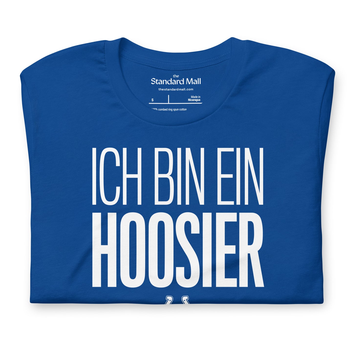 Ice bin ein Hoosier, folded t-shirt, Indianapolis Colts in Berlin, November 2025, NFL game Berlin Olympic Stadium 