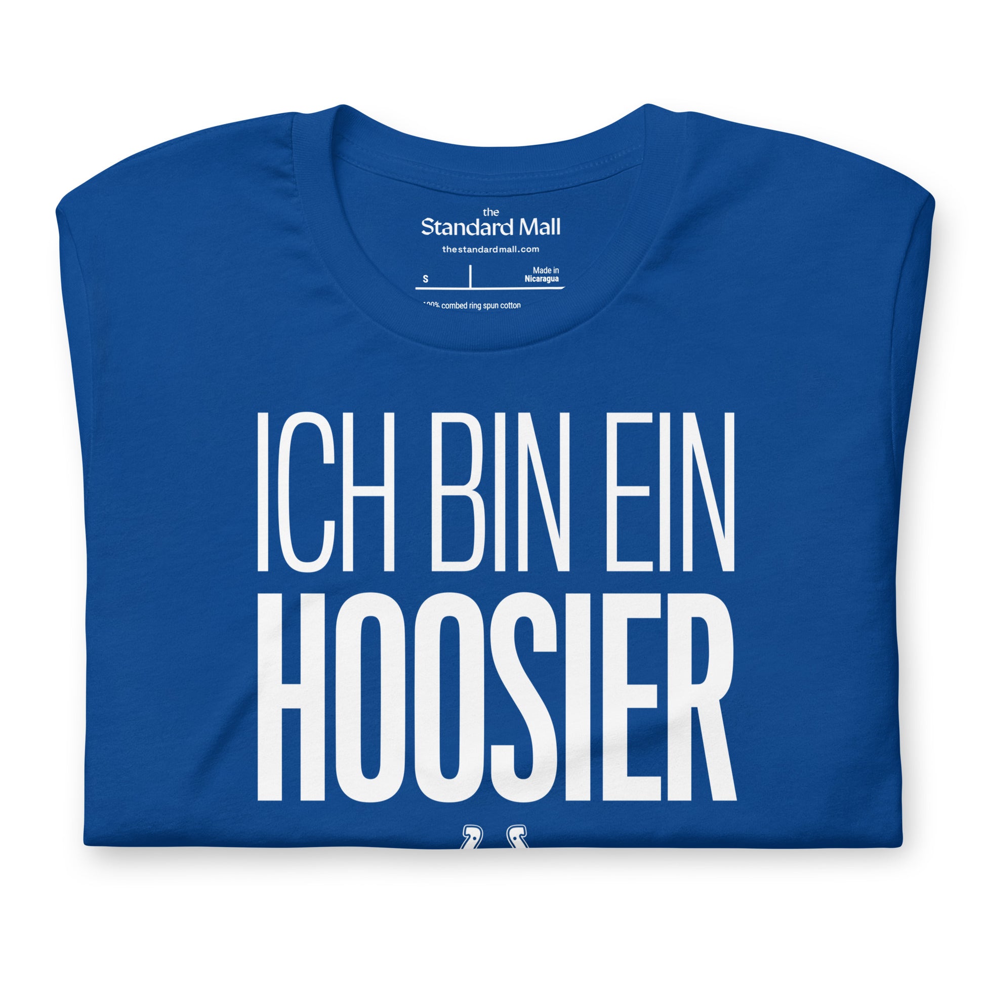 Ice bin ein Hoosier, folded t-shirt, Indianapolis Colts in Berlin, November 2025, NFL game Berlin Olympic Stadium 